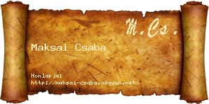 Maksai Csaba névjegykártya